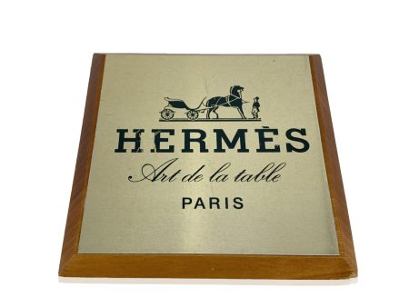 Hermes Vintage Art de la Table Wood Shelf Talker Square Plate on Sale