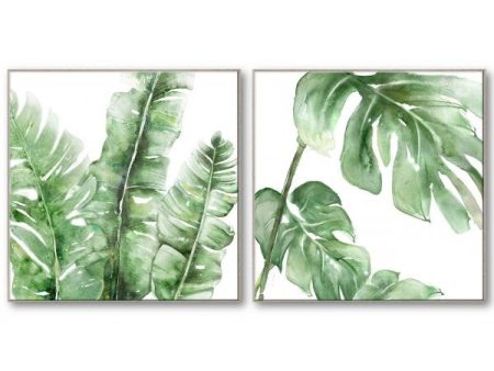 Green Palm Canvas Frame Set of 2 Discount