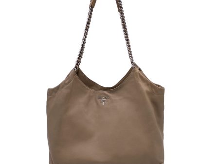 Prada Beige Soft Calfskin Leather Chain Tote Bag BR4826 Sale