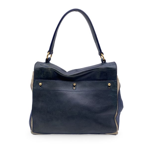 Yves Saint Laurent Tricolor Blue Leather Muse 2 Two Satchel Bag Online Hot Sale