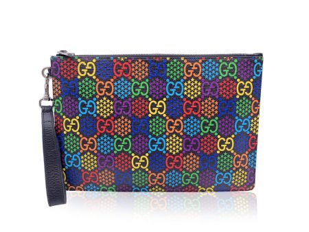 Gucci GG Supreme Monogram Canvas Psychedelic Clutch Wrist Bag Online Hot Sale