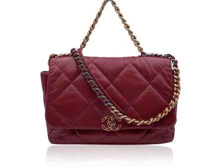 Chanel Red Quilted Leather Maxi 19 Flap Shoulder Bag Fashion