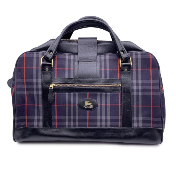 Burberry Vintage Blue Haymarket Canvas Check Carry On Travel Bag Online