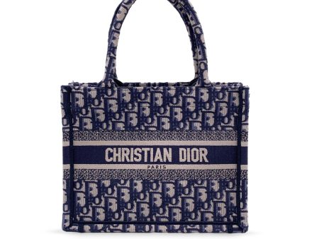 Christian Dior Blue Oblique Canvas Small Book Tote Bag Handbag Fashion