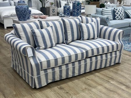 Ayla Hamptons 3 Seater Sofa Blue Stripe For Cheap