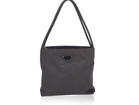 Prada Grey Fumo Tessuto Nylon City Tote Handbag Online now