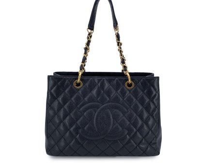 Chanel Black Quilted Caviar Leather GST Grand Shopping Tote Bag For Sale