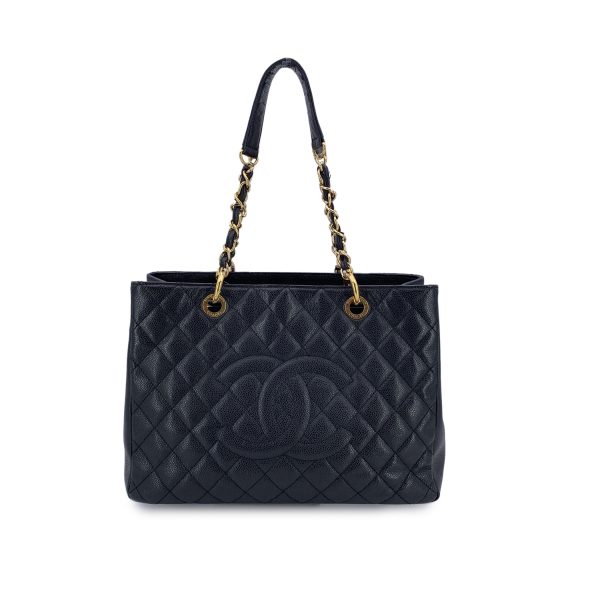 Chanel Black Quilted Caviar Leather GST Grand Shopping Tote Bag For Sale