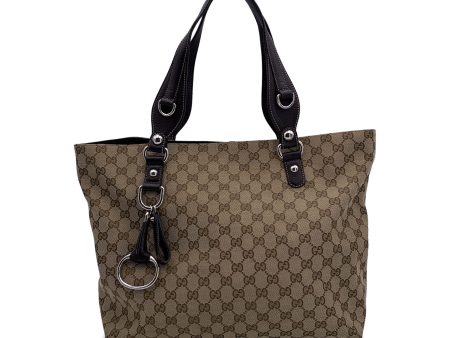 Gucci Beige Brown Monogram Canvas Icon Bit Medium Tote Bag Hot on Sale