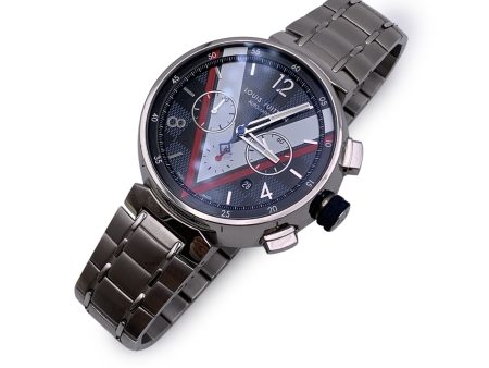 Louis Vuitton Automatic Tambour Damier Cobalt Chronograph Watch on Sale