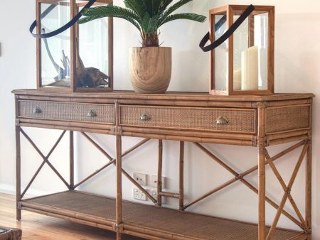 Cayman Large Rattan 2 Drawer Console Online