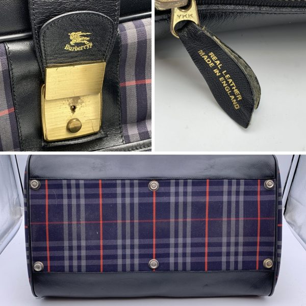 Burberry Vintage Blue Haymarket Canvas Check Carry On Travel Bag Online