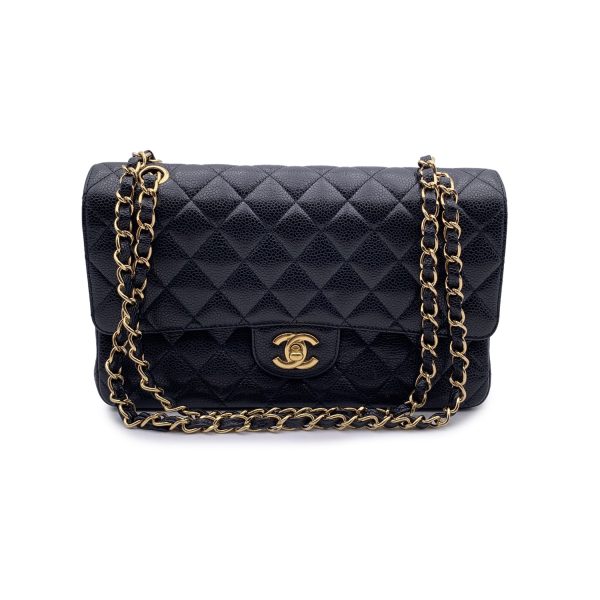 Chanel Black Caviar Quilted Timeless Classic 2.55 Shoulder Bag 25 cm Sale