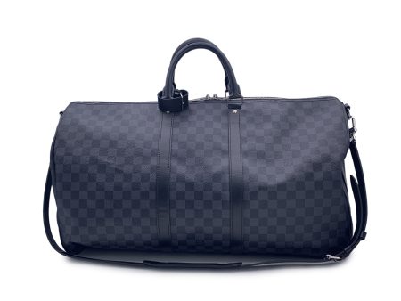 Louis Vuitton Damier Graphite Canvas Keepall 55 Bandouliere Bag For Sale