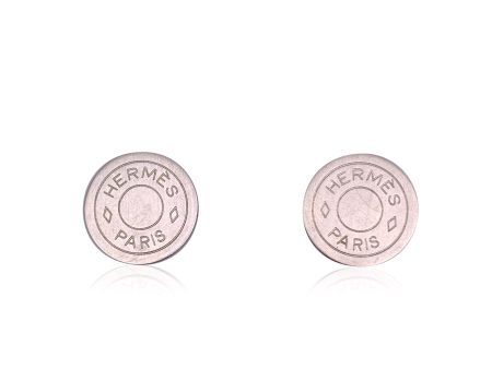 Hermes Paris Silver Metal Clou De Selle Clip On Earrings Online Sale