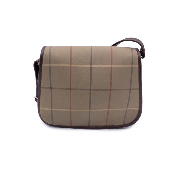 Burberry Vintage Beige Check Canvas Flap Shoulder Bag Supply