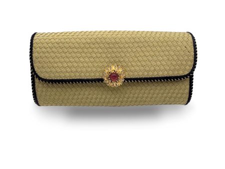 Bottega Veneta Vintage Woven Fabric Jeweled Evening Clutch Bag For Cheap