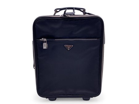 Prada Black Nylon Rolling Suitcase Wheeled Travel Bag Trolley For Sale