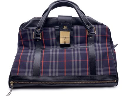 Burberry Vintage Blue Haymarket Canvas Check Carry On Travel Bag Online