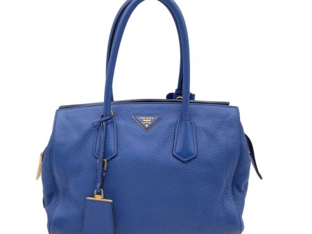 Prada Blue Inchiostro Leather Double Handle Tote Bag BN2767 on Sale