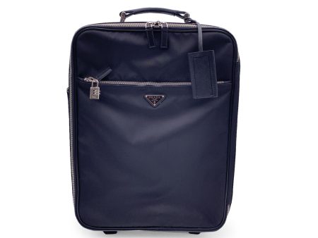 Prada Black Nylon Rolling Suitcase Trolley Luggage Travel Bag For Cheap