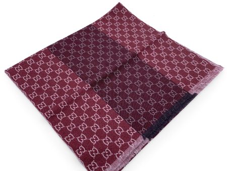 Gucci Burgundy Wool GG Guccissima Scarf Shawl Wrap Online Sale