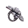 Gucci Gunmetal Brass Rhinestones Crystal Statement Ring Size M on Sale