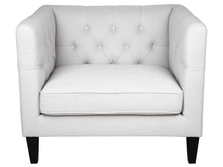 Tuxedo Tufted Arm Chair - Cool Grey Linen For Cheap