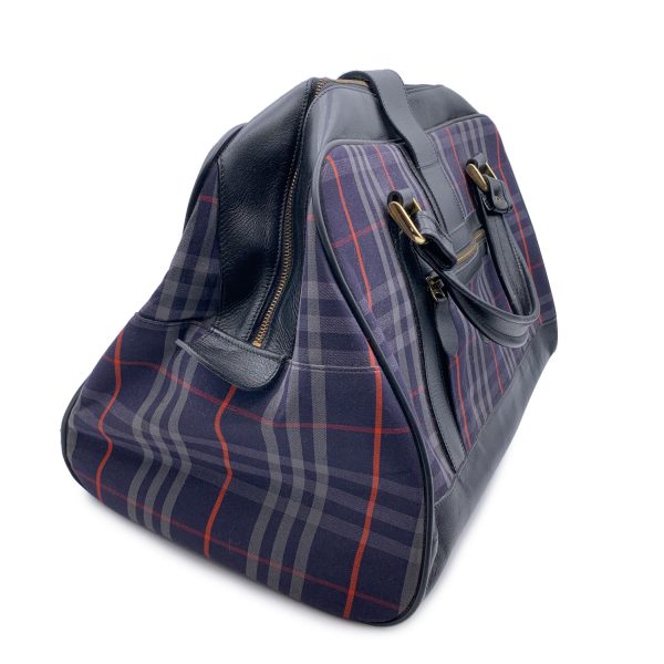 Burberry Vintage Blue Haymarket Canvas Check Carry On Travel Bag Online