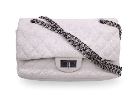 Chanel White Leather Reissue 2.55 Double Flap 225 Shoulder Bag 2000s Online Sale