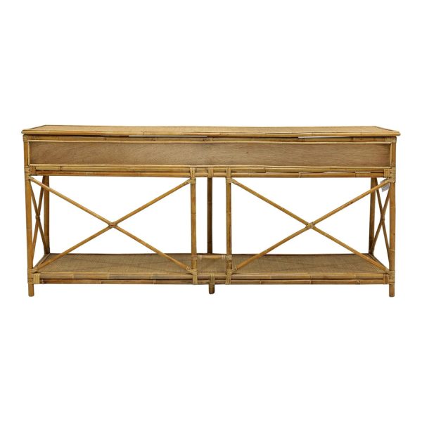 Cayman Large Rattan 2 Drawer Console Online