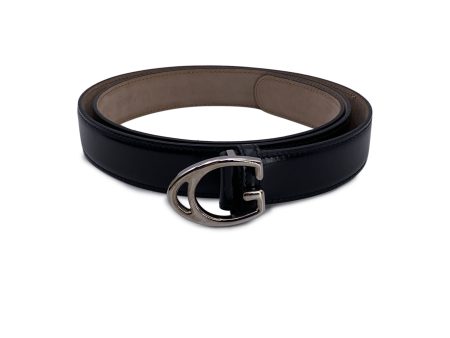 Gucci Black Leather Belt with Silver Metal G Buckle Size 110 44 Sale