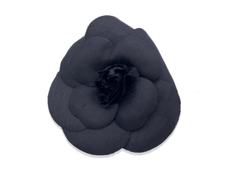 Chanel Vintage Black Silk Camelia Pin Camellia Flower Brooch Online Hot Sale