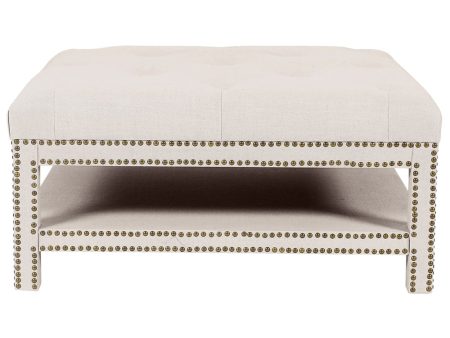 Serena Tufted Square Ottoman - Natural For Sale