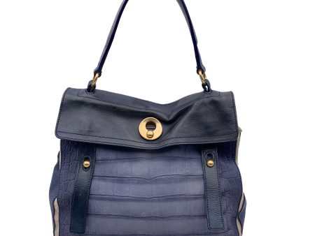 Yves Saint Laurent Tricolor Blue Leather Muse 2 Two Satchel Bag Online Hot Sale