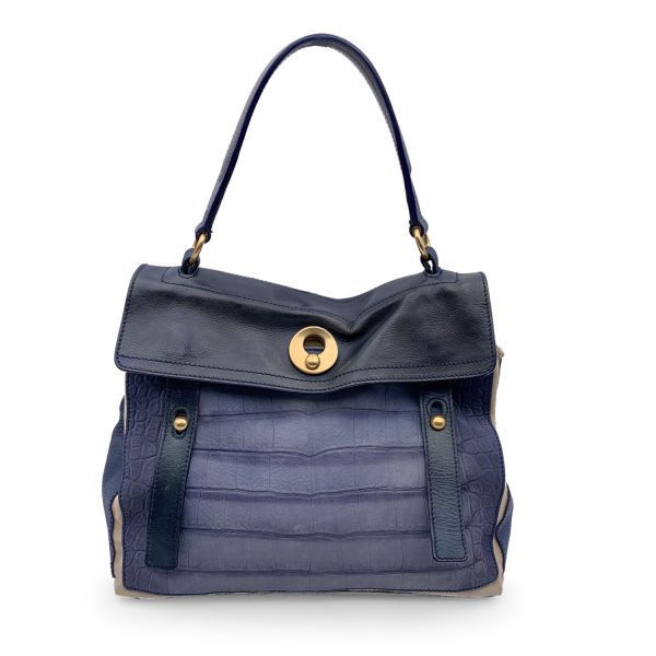 Yves Saint Laurent Tricolor Blue Leather Muse 2 Two Satchel Bag Online Hot Sale