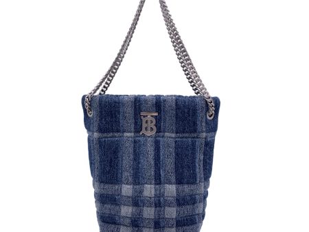 Burberry Blue Denim Quilted Small Lola Bucket Shoulder Bag Tote Supply