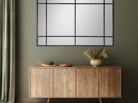 12 Pane Large Black Rectangle Mirror Cheap