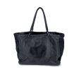 Fay Black Soft Leather and Nylon Canvas Tote Shoulder Bag Fashion