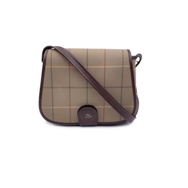 Burberry Vintage Beige Check Canvas Flap Shoulder Bag Supply