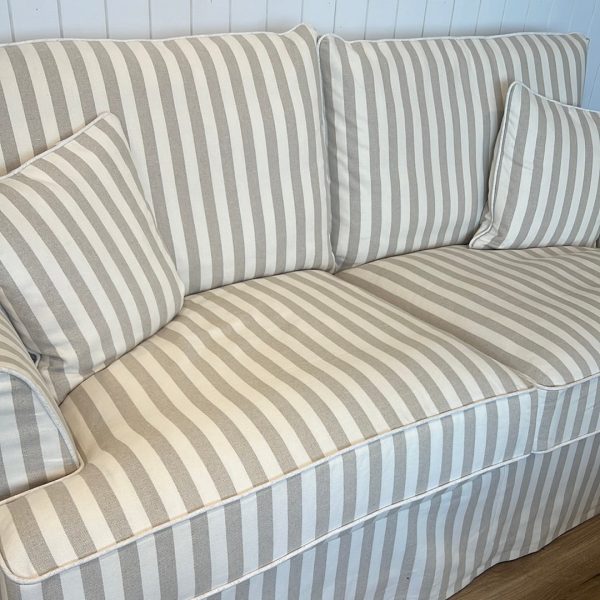 Ayla Hamptons 2 Seater Sofa Natural Stripe For Sale