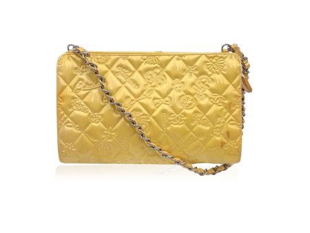 Chanel Yellow Embossed Patent Leather Lucky Symbols Pochette Bag For Cheap