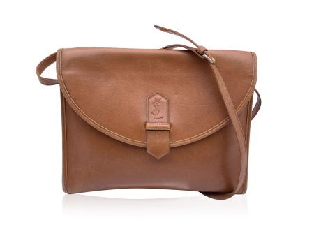 Yves Saint Laurent Vintage Beige Leather Flap Shoulder Messenger Bag Online now