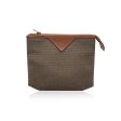 Yves Saint Laurent Vintage Brown Textured Vinyl Clutch Zip Pouch Cheap