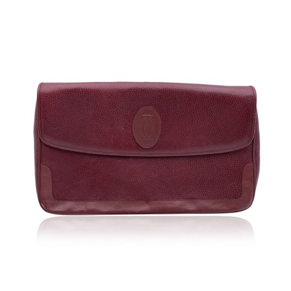 Cartier Vintage Burgundy Leather Pochette Flap Clutch Bag Online