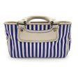 Celine Blue White Striped Canvas Boogie Bag Satchel Tote Handbag For Discount