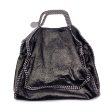 Stella McCartney Black Metallic Suede Like Falabella Tote Shoulder Bag Sale