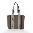 Chloe Beige Linen Canvas and Leather Logo Woody Tote Bag Hot on Sale