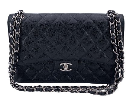 Chanel Black Quilted Large Timeless Classic 2.55 Double Flap Bag on Sale