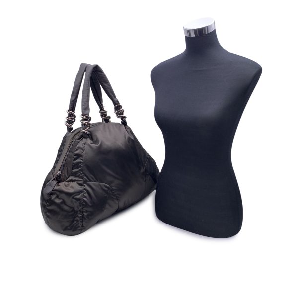 Fay Black Shiny Nylon Puffer Tote Shoulder Bag on Sale